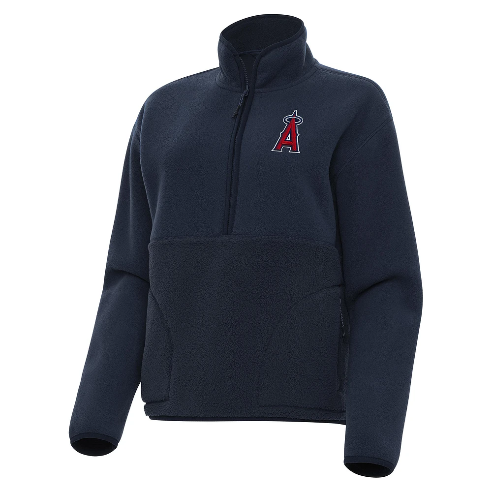 Women's Antigua Navy Los Angeles Angels Figure Half-Zip Sweatshirt