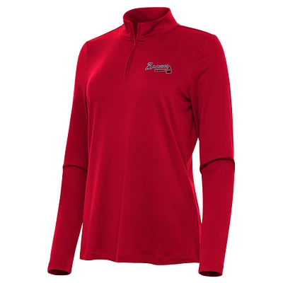 Women's Antigua Red Atlanta Braves Reprocess Quarter-Zip Top