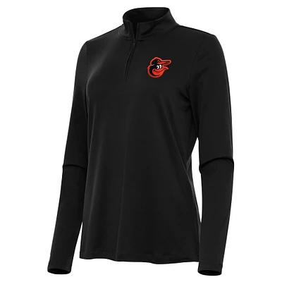Women's Antigua Black Baltimore Orioles Reprocess Quarter-Zip Top
