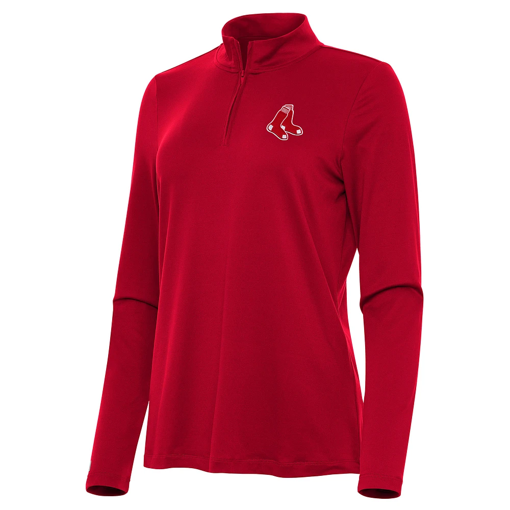 Women's Antigua Red Boston Sox Reprocess Quarter-Zip Top