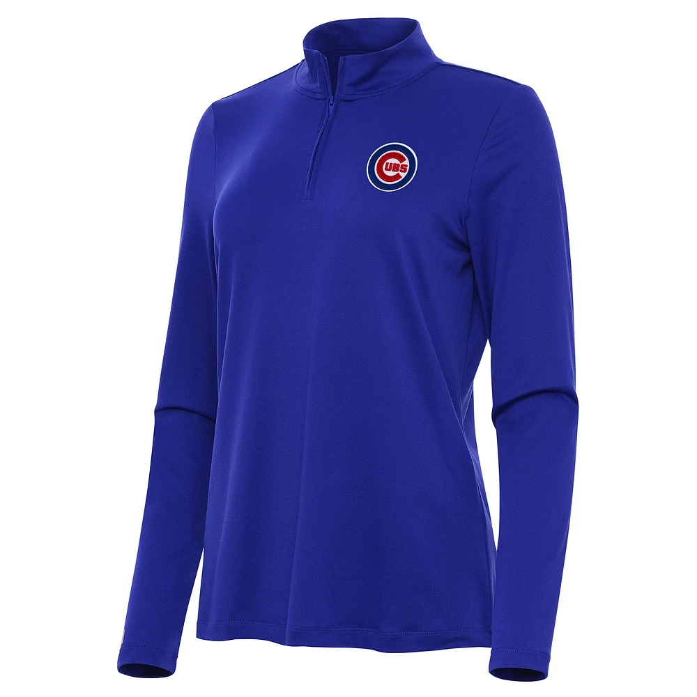 Women's Antigua Royal Chicago Cubs Reprocess Quarter-Zip Top