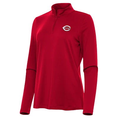 Women's Antigua Red Cincinnati Reds Reprocess Quarter-Zip Top