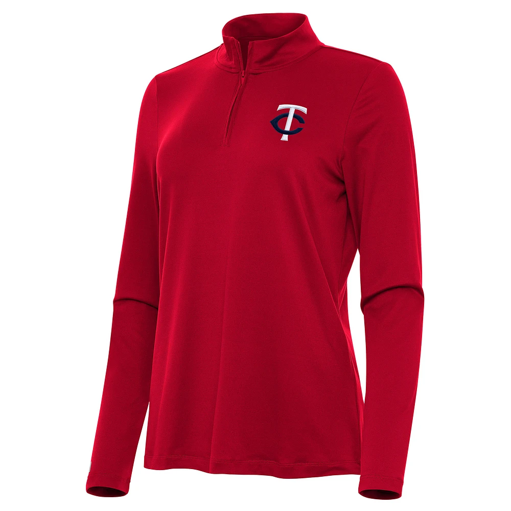 Women's Antigua Red Minnesota Twins Reprocess Quarter-Zip Top