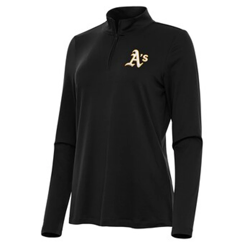 Women's Antigua Black Athletics Reprocess Quarter-Zip Top