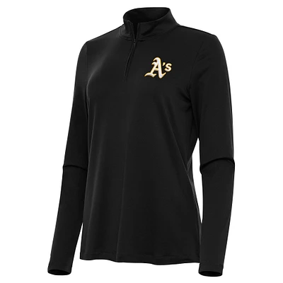 Women's Antigua Black Athletics Reprocess Quarter-Zip Top