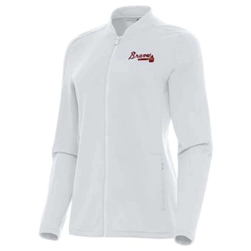 Women's Antigua White Atlanta Braves Continual Full-Zip Jacket
