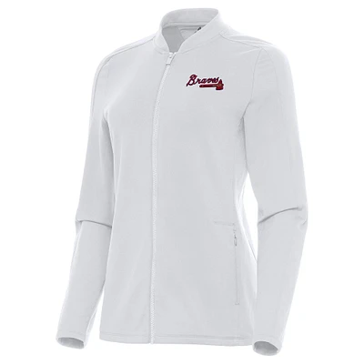 Women's Antigua White Atlanta Braves Continual Full-Zip Jacket