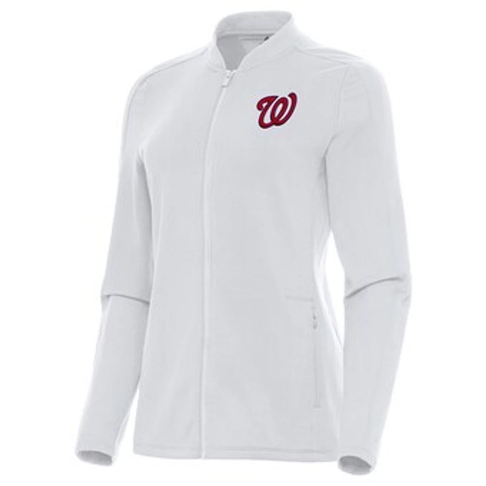 Women's Antigua White Washington Nationals Continual Full-Zip Jacket