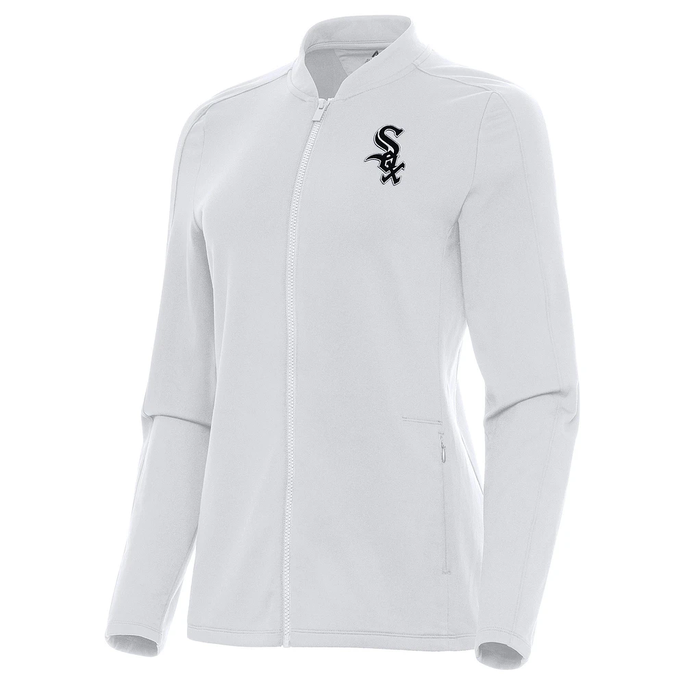 Women's Antigua White Chicago Sox Continual Full-Zip Jacket