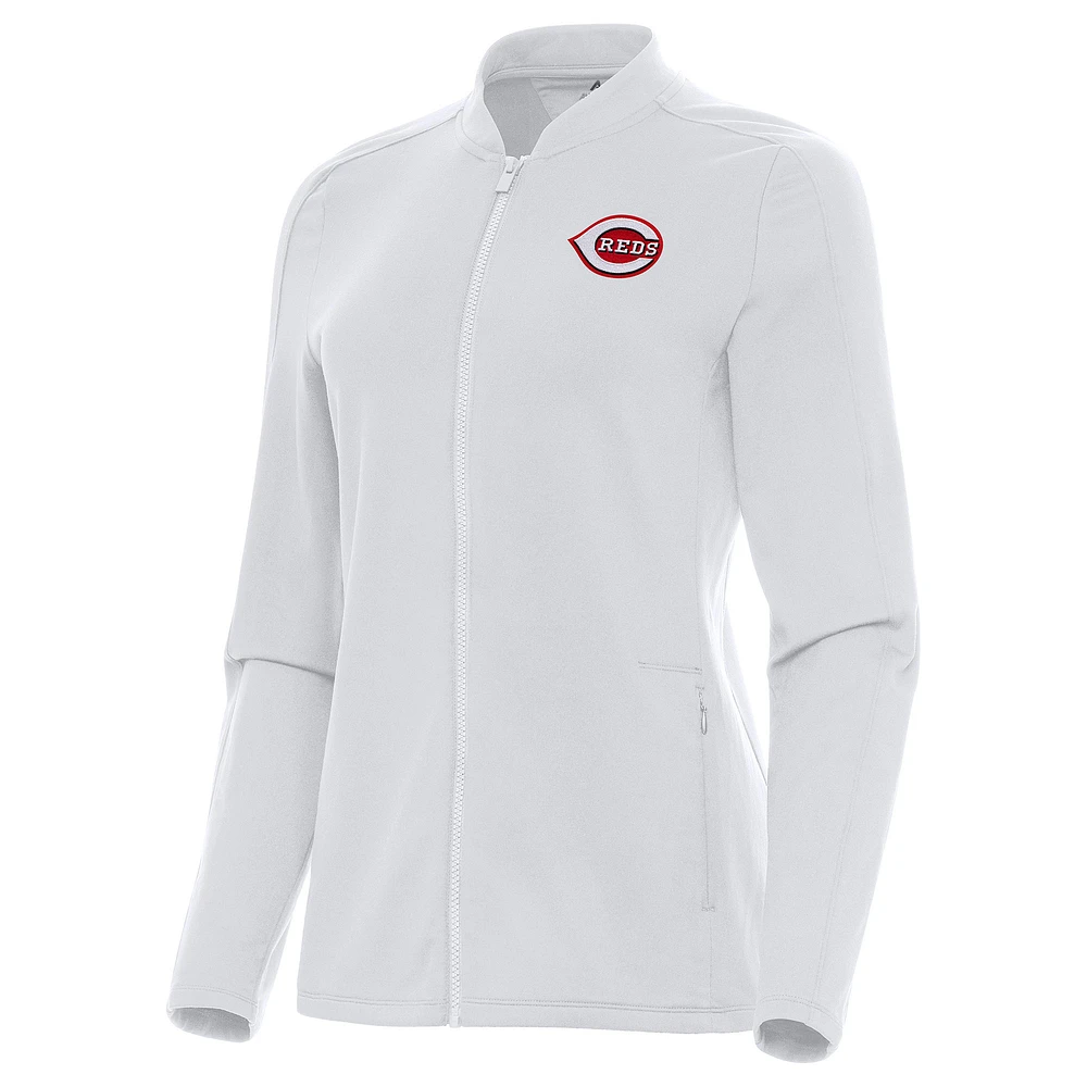 Women's Antigua White Cincinnati Reds Continual Full-Zip Jacket