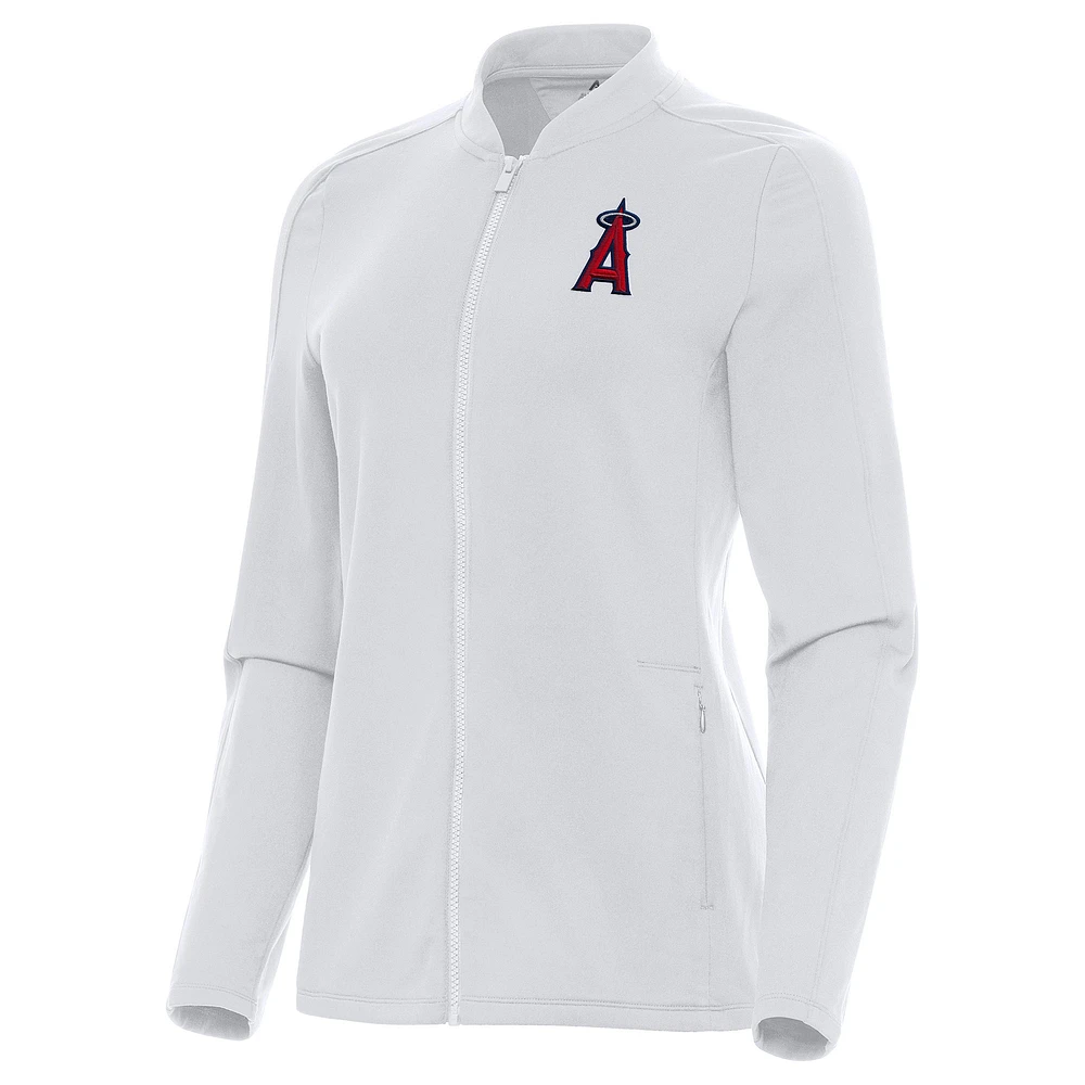 Women's Antigua White Los Angeles Angels Continual Full-Zip Jacket