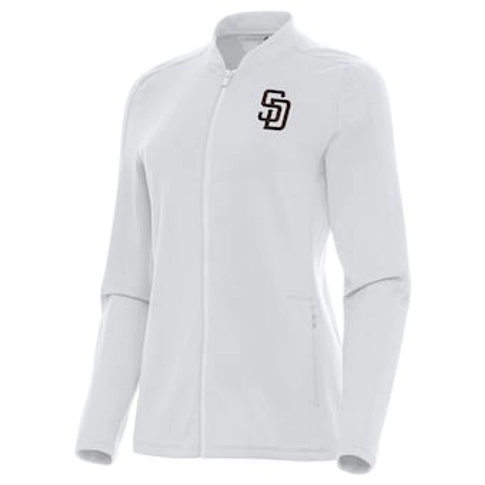 Women's Antigua White San Diego Padres Continual Full-Zip Jacket