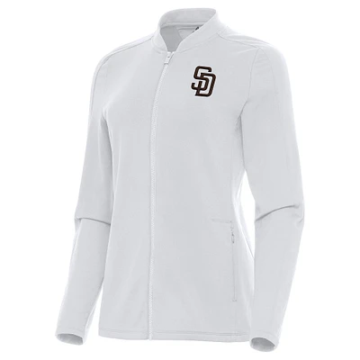 Women's Antigua White San Diego Padres Continual Full-Zip Jacket