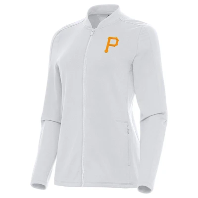 Women's Antigua White Pittsburgh Pirates Continual Full-Zip Jacket