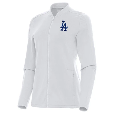 Women's Antigua White Los Angeles Dodgers Continual Full-Zip Jacket