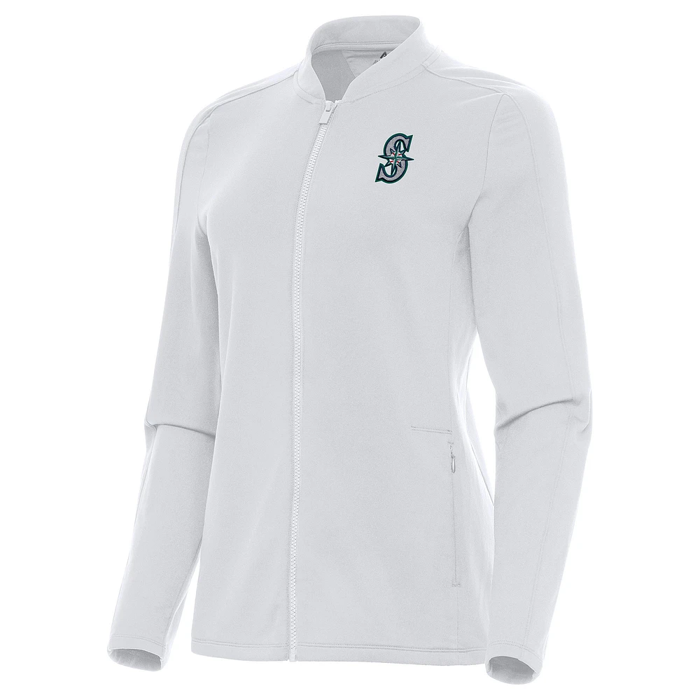 Women's Antigua White Seattle Mariners Continual Full-Zip Jacket