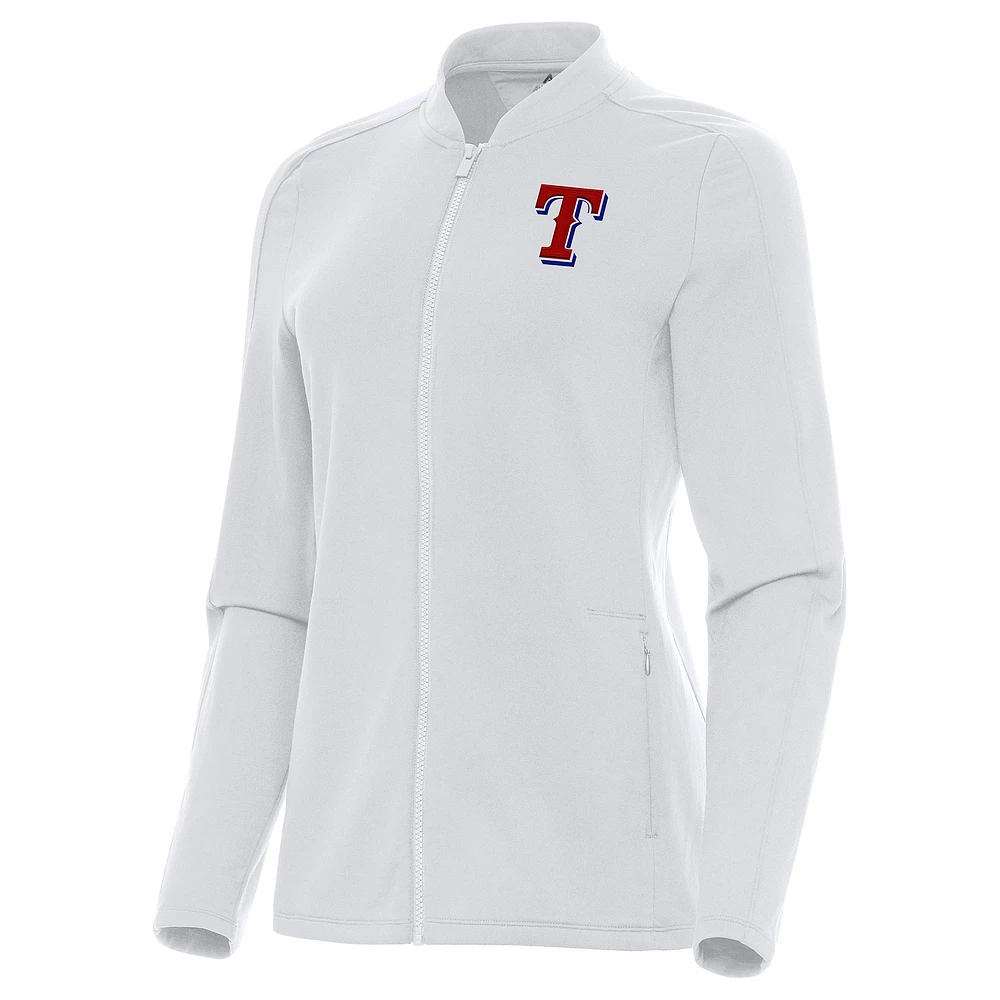 Women's Antigua White Texas Rangers Continual Full-Zip Jacket
