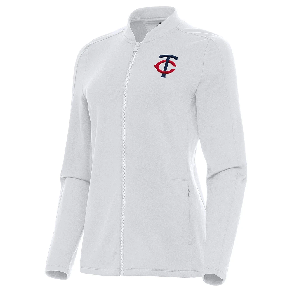 Women's Antigua White Minnesota Twins Continual Full-Zip Jacket