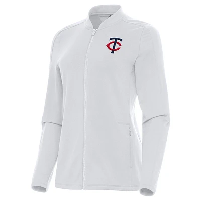 Women's Antigua White Minnesota Twins Continual Full-Zip Jacket