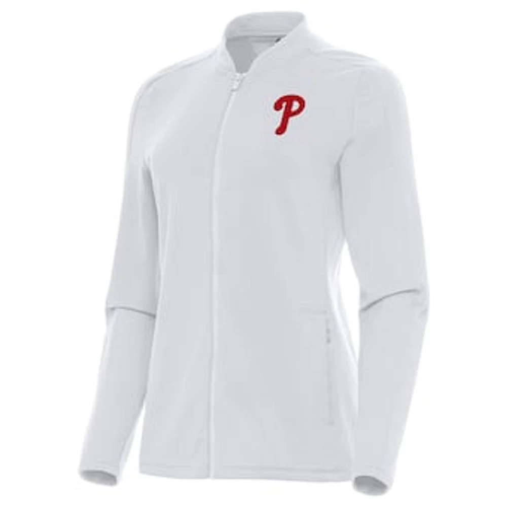 Women's Antigua White Philadelphia Phillies Continual Full-Zip Jacket