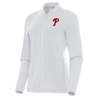 Women's Antigua White Philadelphia Phillies Continual Full-Zip Jacket