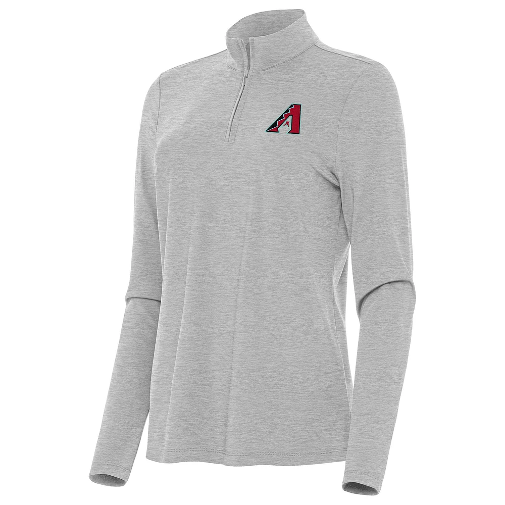 Women's Antigua Heather Gray Arizona Diamondbacks Bright Quarter-Zip Top