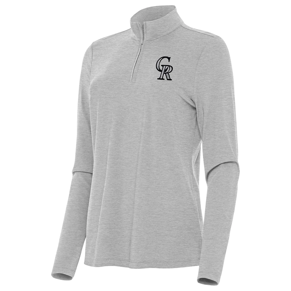 Women's Antigua Heather Gray Colorado Rockies Bright Quarter-Zip Top