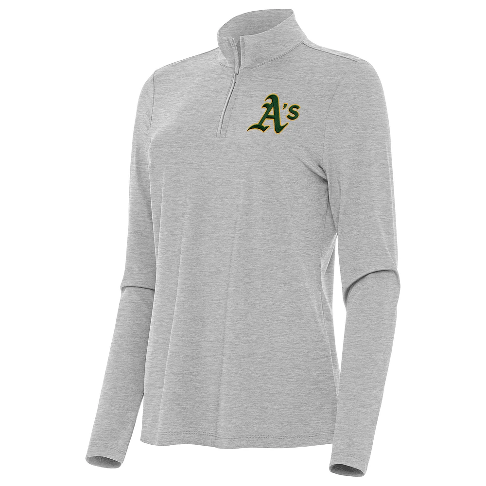 Women's Antigua Heather Gray Athletics Bright Quarter-Zip Top