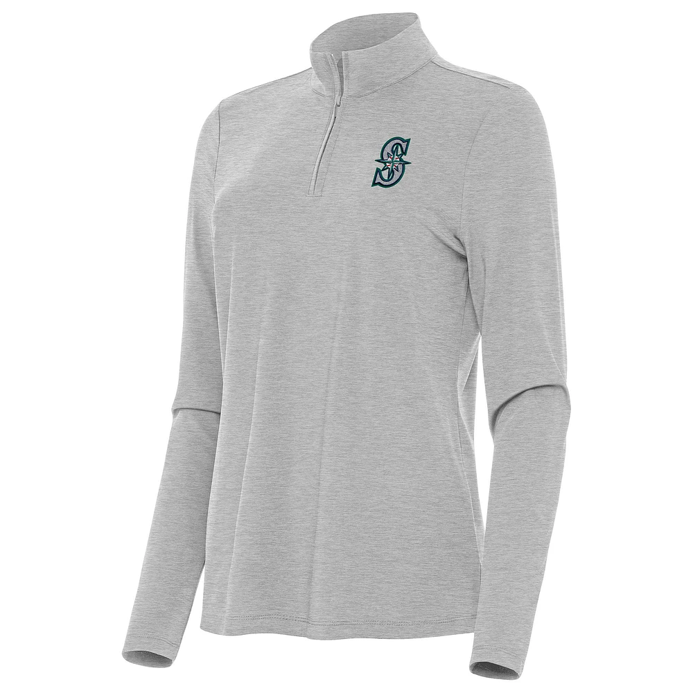 Women's Antigua Heather Gray Seattle Mariners Bright Quarter-Zip Top