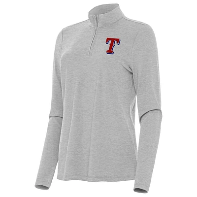 Women's Antigua Heather Gray Texas Rangers Bright Quarter-Zip Top