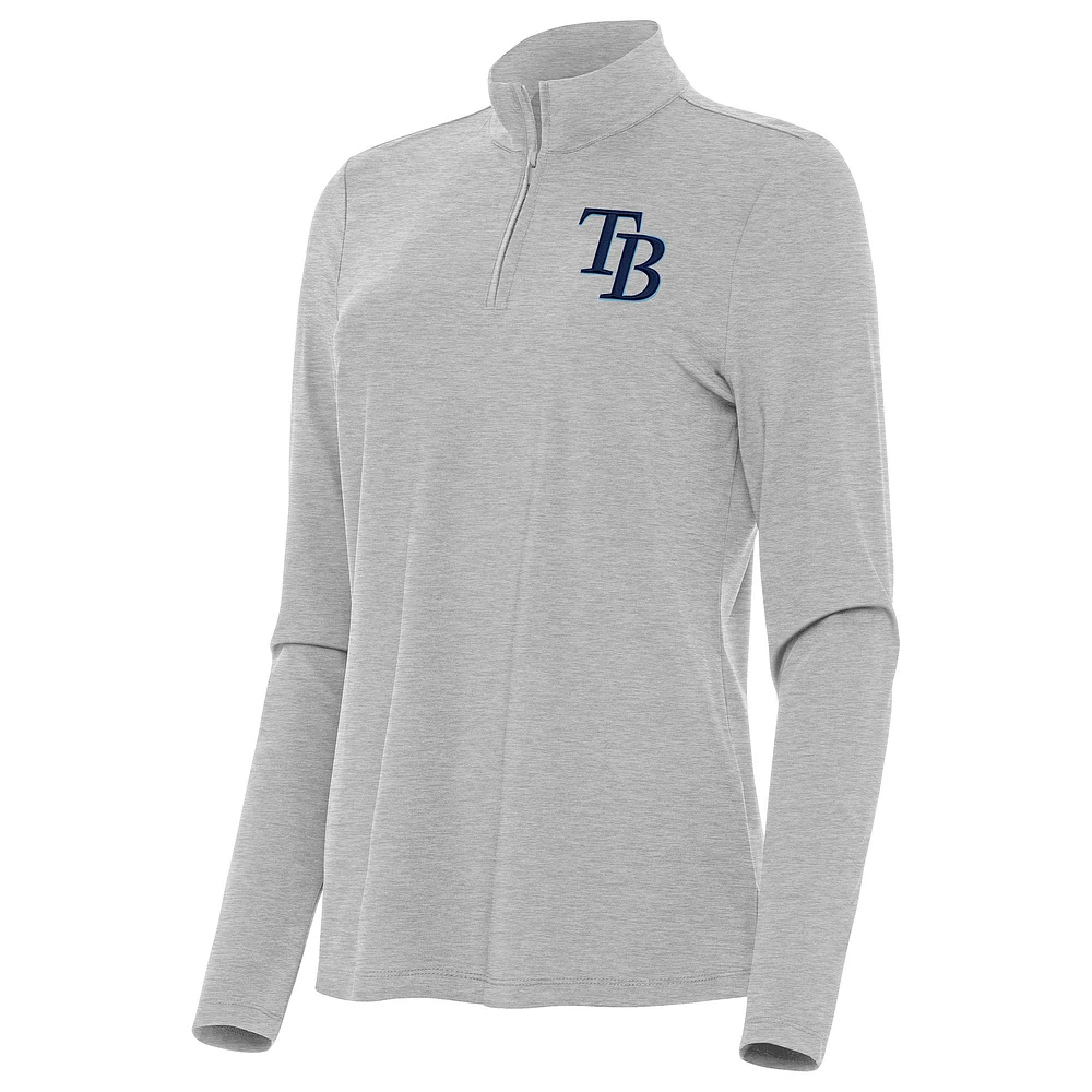 Women's Antigua Heather Gray Tampa Bay Rays Bright Quarter-Zip Top
