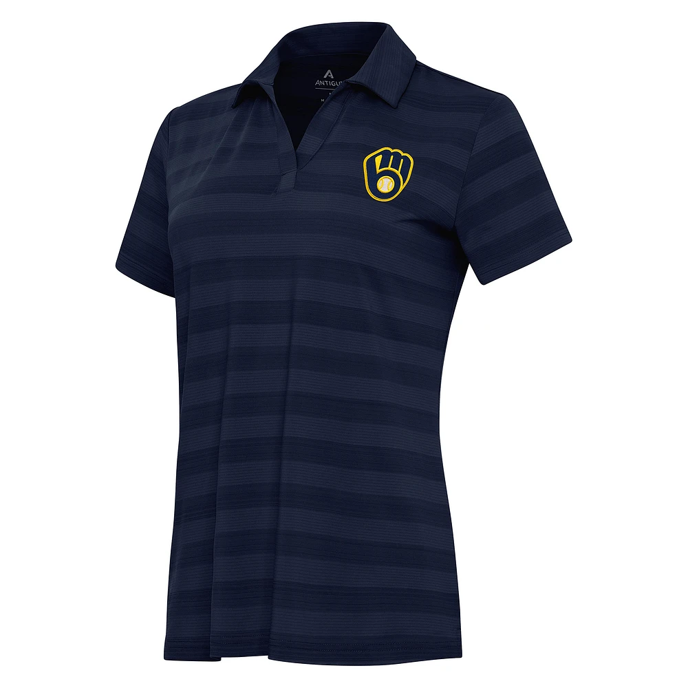 Women's Antigua Navy Milwaukee Brewers Patch Tunnel Polo