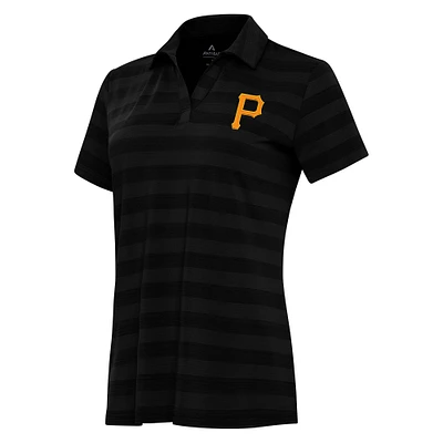 Women's Antigua Black Pittsburgh Pirates Patch Tunnel Polo