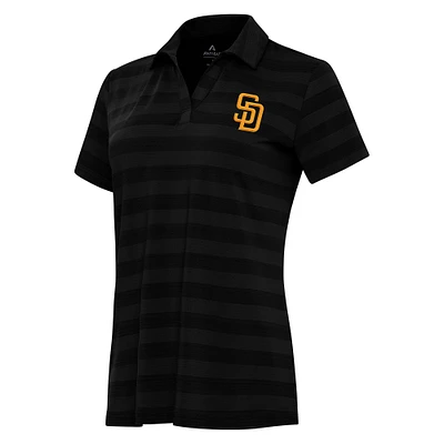Women's Antigua Black San Diego Padres Patch Tunnel Polo