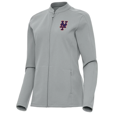 Women's Antigua Gray New York Mets Regard Full-Zip Jacket