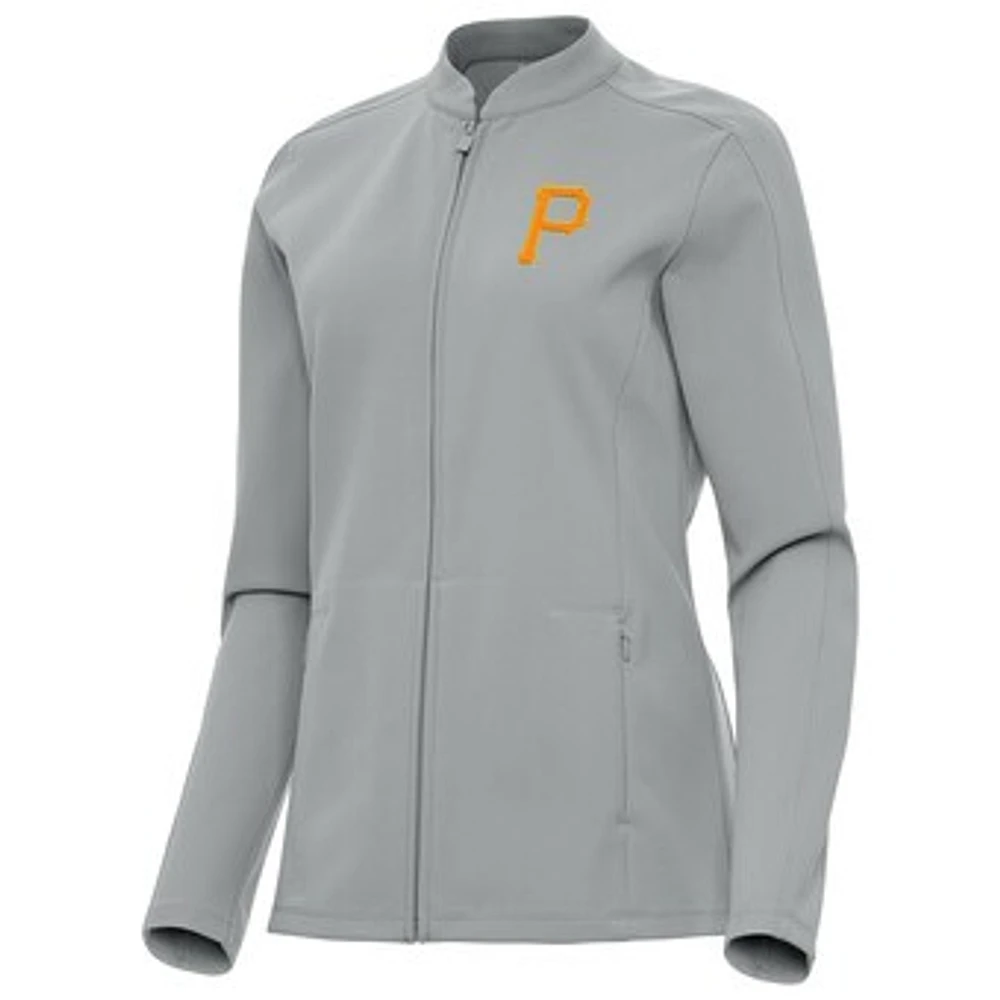 Women's Antigua Gray Pittsburgh Pirates Regard Full-Zip Jacket