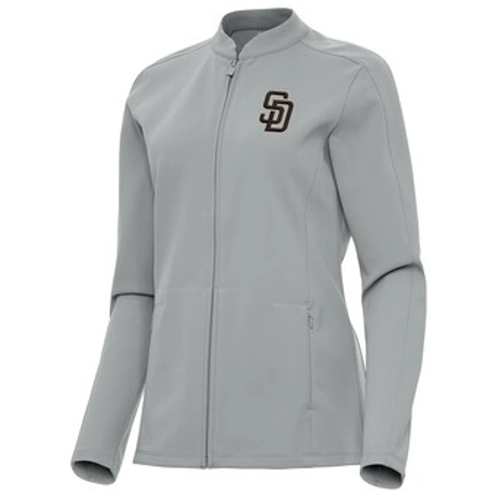 Women's Antigua Gray San Diego Padres Regard Full-Zip Jacket