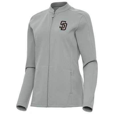 Women's Antigua Gray San Diego Padres Regard Full-Zip Jacket