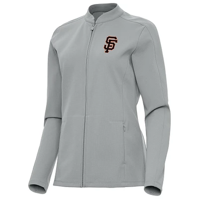 Women's Antigua Gray San Francisco Giants Regard Full-Zip Jacket