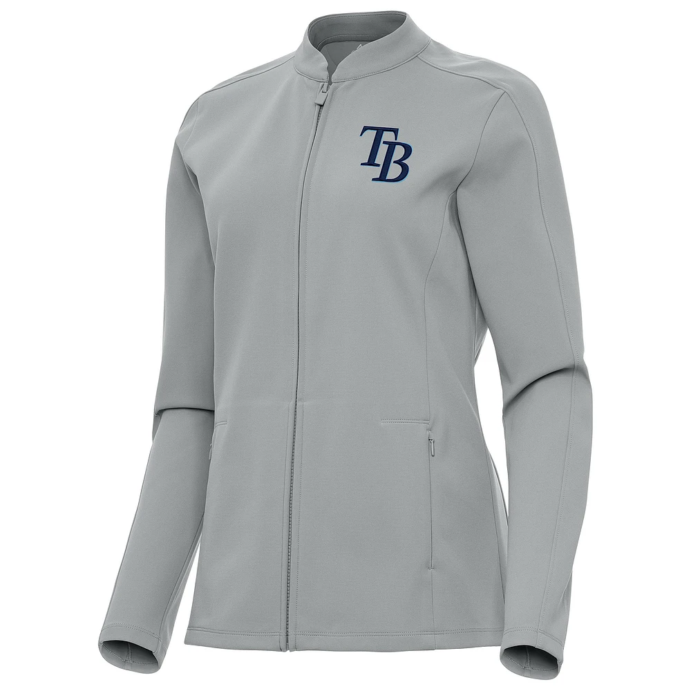 Women's Antigua Gray Tampa Bay Rays Regard Full-Zip Jacket