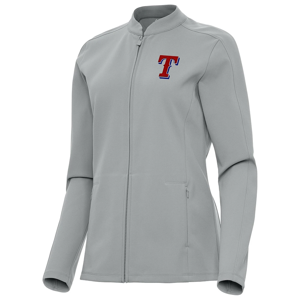 Women's Antigua Gray Texas Rangers Regard Full-Zip Jacket