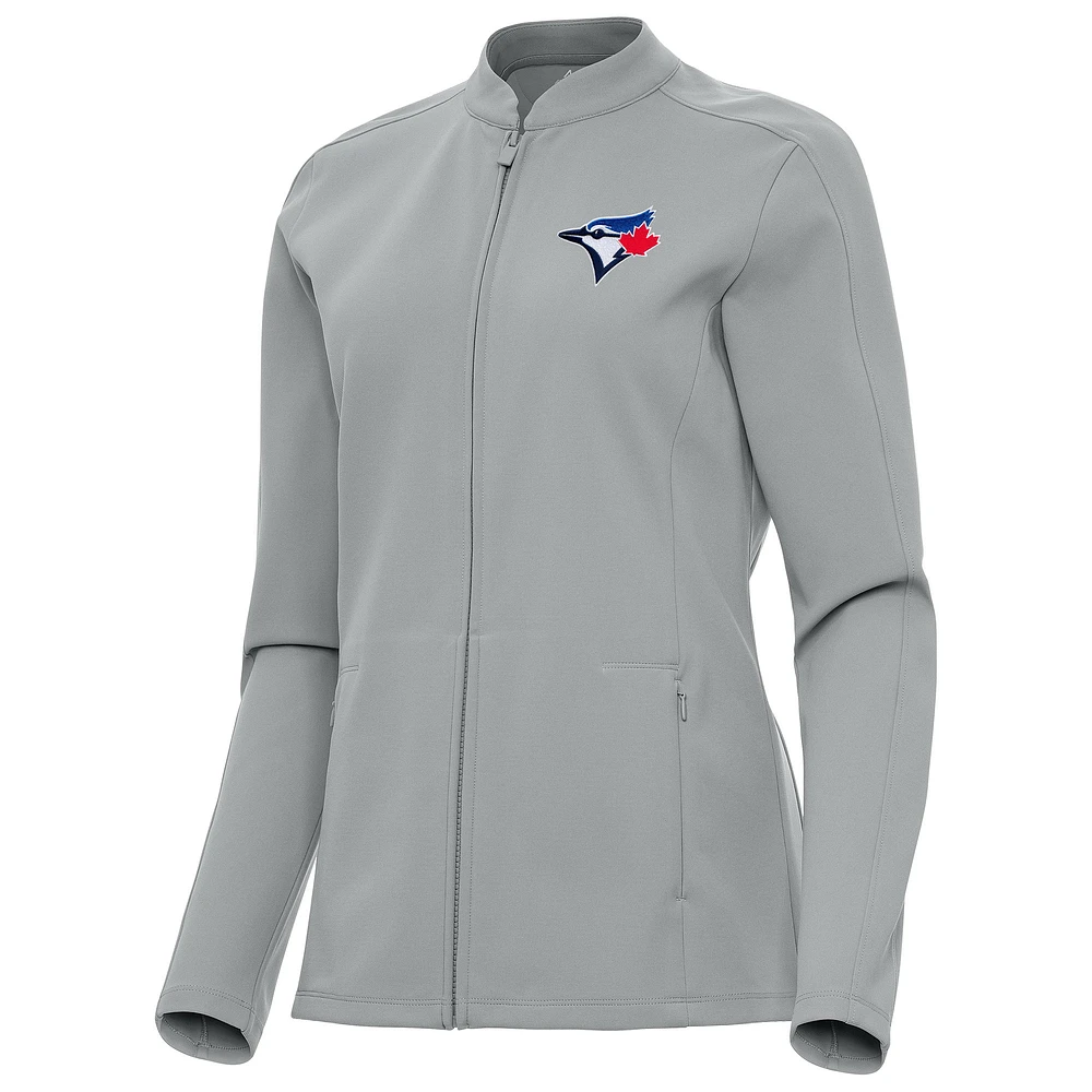 Women's Antigua Gray Toronto Blue Jays Regard Full-Zip Jacket