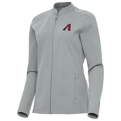 Women's Antigua Gray Arizona Diamondbacks Regard Full-Zip Jacket