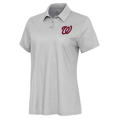 Women's Antigua White/Gray Washington Nationals Rings Polo