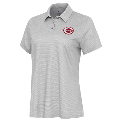 Women's Antigua White/Gray Cincinnati Reds Rings Polo