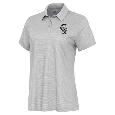 Women's Antigua White/Gray Colorado Rockies Rings Polo