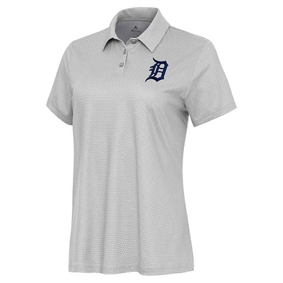 Women's Antigua White/Gray Detroit Tigers Rings Polo