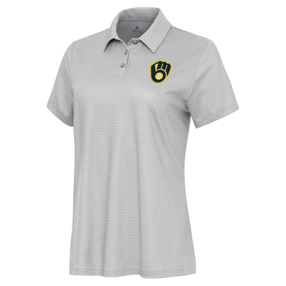 Women's Antigua White/Gray Milwaukee Brewers Rings Polo