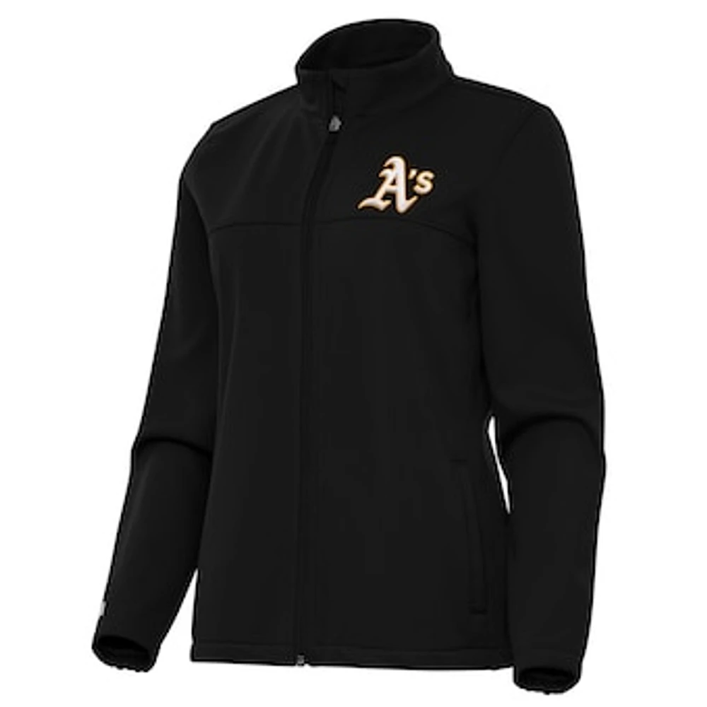 Women's Antigua Black Athletics Links 2 Golf Full-Zip Jacket