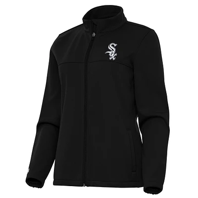 Women's Antigua Black Chicago White Sox Links 2 Golf Full-Zip Jacket
